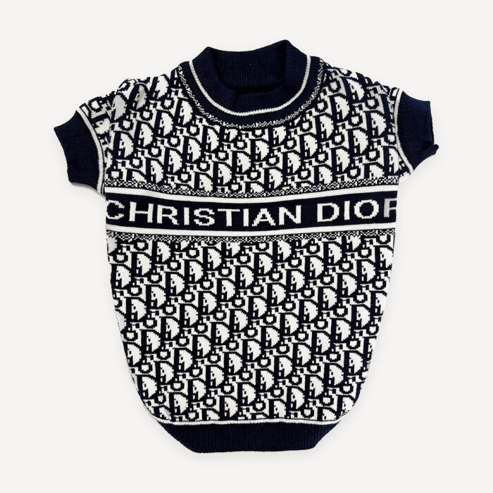 Oblique Lettered Knit dog sweater inspired by Dior