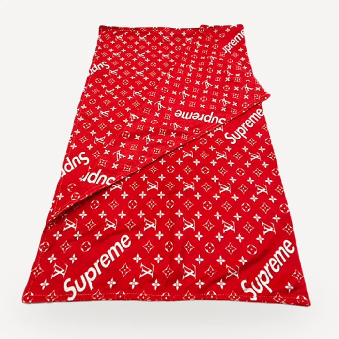 Monogram dog blanket inspired by Supreme x Louis Vuitton