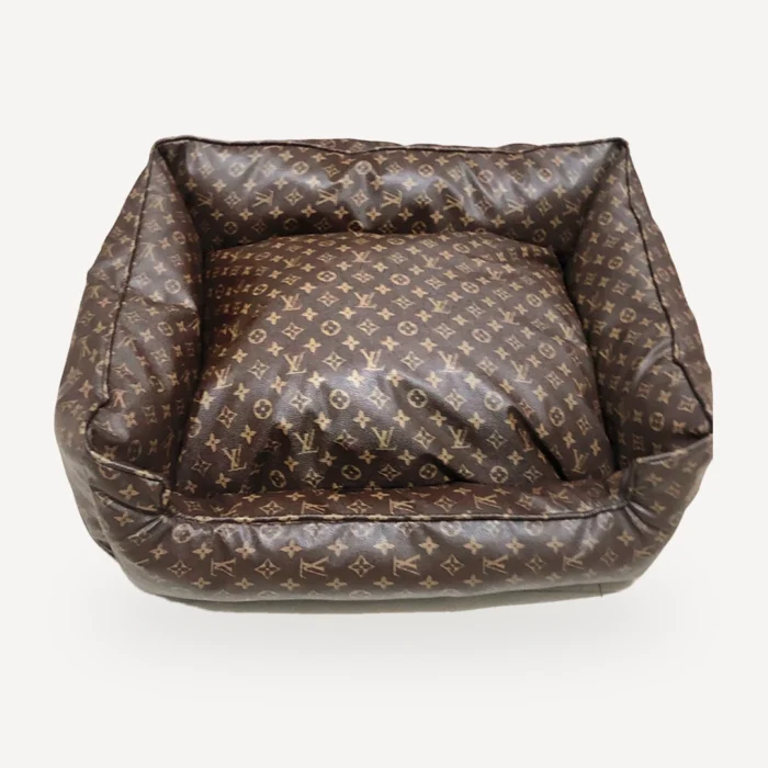 Monogram Bolster Dog dog bed inspired by Louis Vuitton