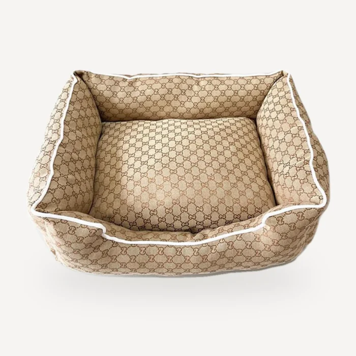 Beige Monogram Dog dog bed