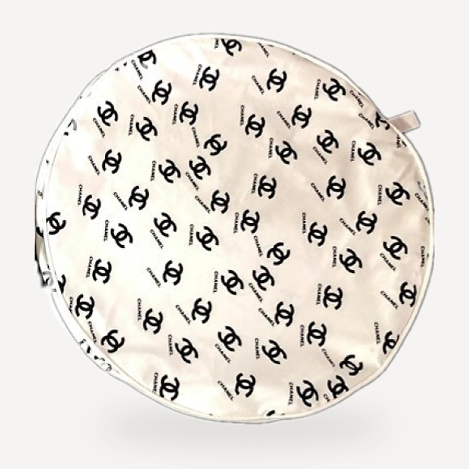Chewnel Logo Round Cushion Dog Bed in white