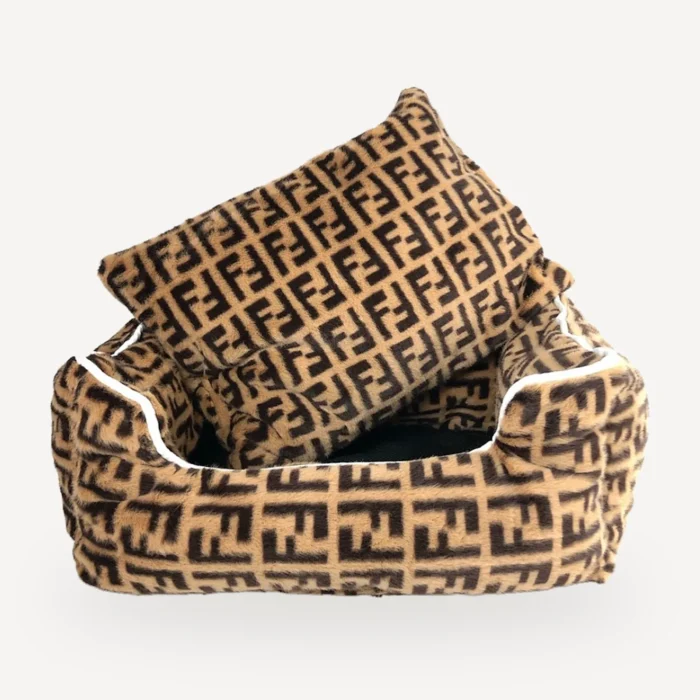 Monogram Dog Bed With dog pillow inspired by Fendi view 2