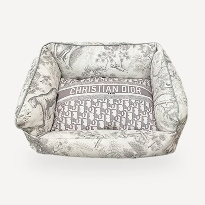 Toile Print Dog dog bed inspired by Dior