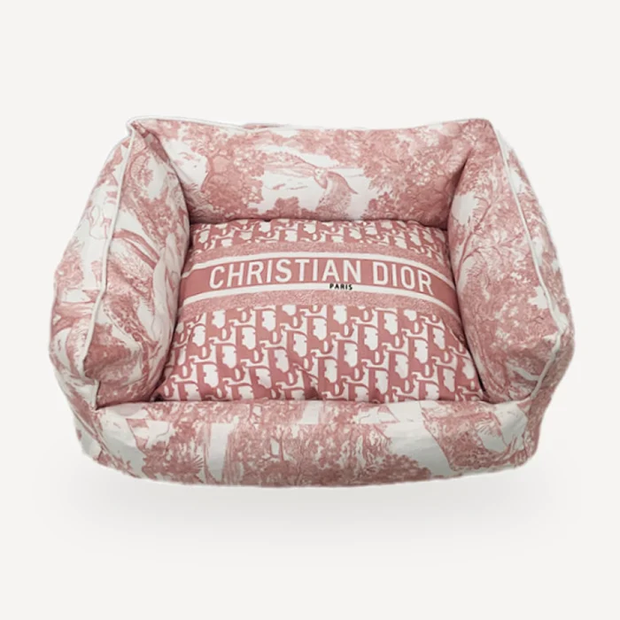 Toile Print Dog dog bed inspired by Dior view 2