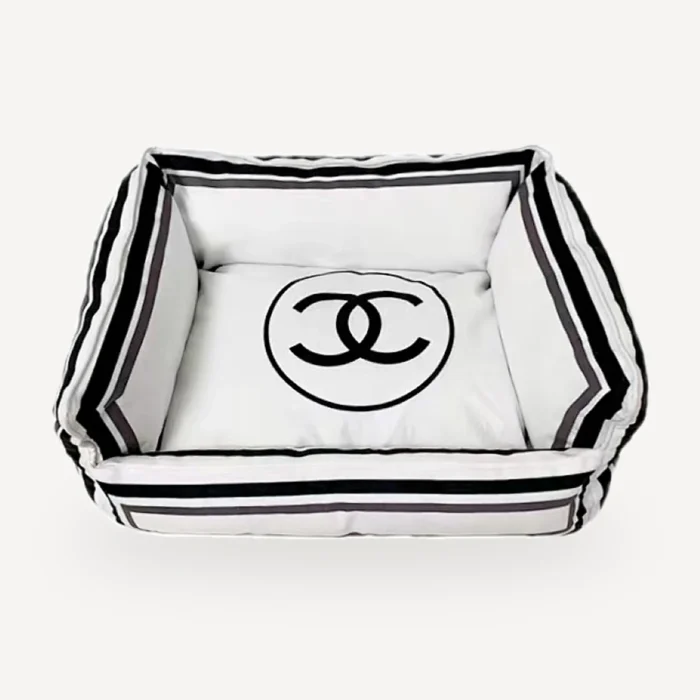 Logo White Dog dog bed inspired by Chanel