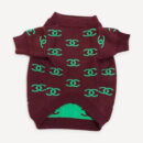 Burgundy Logo Knit dog sweater inspired by Chanel