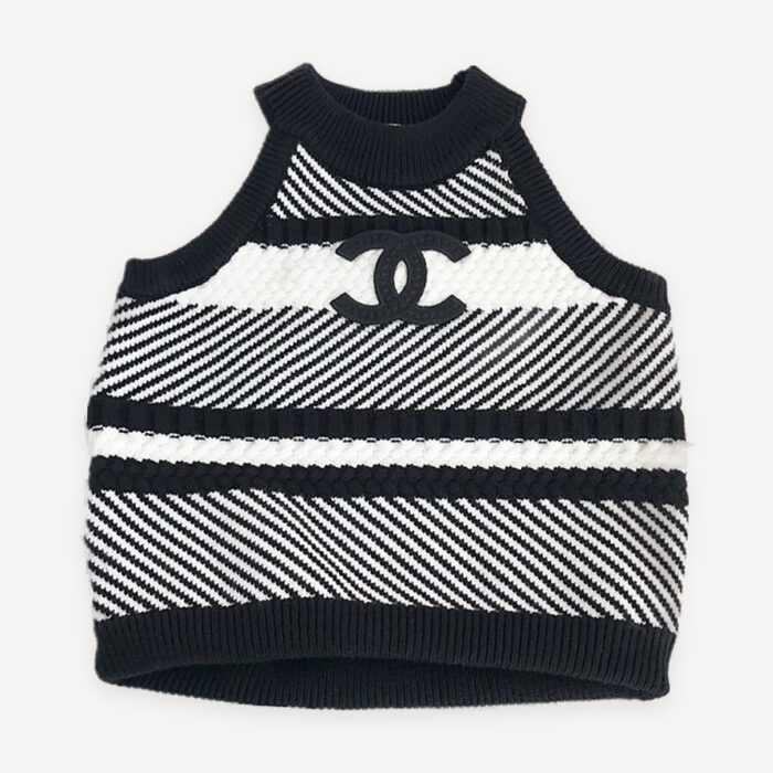 Diagonal Stripe Knit dog sweater inspired by Chanel view 2