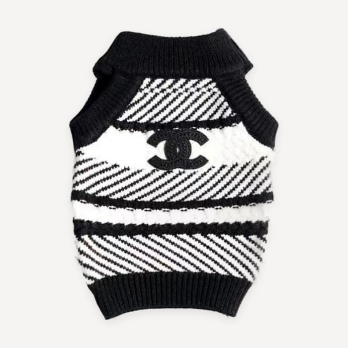 Diagonal Stripe Knit dog sweater inspired by Chanel