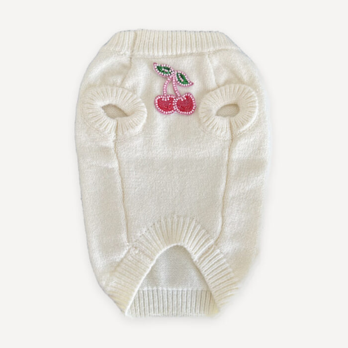 Cherry Embroidered Knit dog sweater view 2