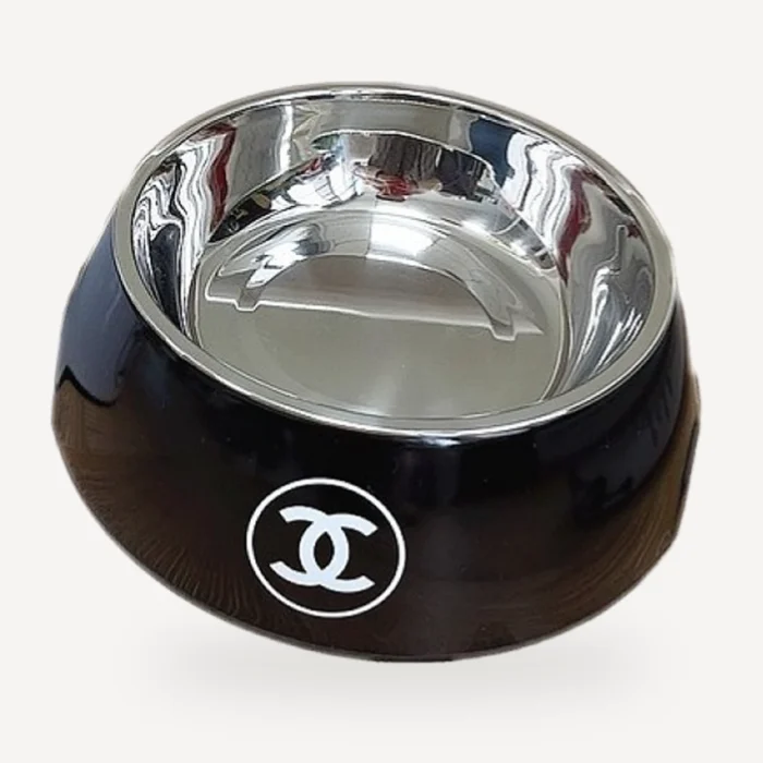 Logo Ceramic Dog dog bowl inspired by Chanel view 2