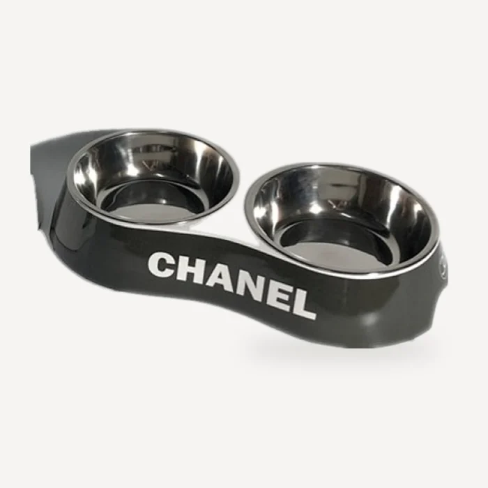 Logo Double Dog dog bowl inspired by Chanel view 2