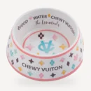 Monogram Ceramic dog bowl inspired by Louis Vuitton