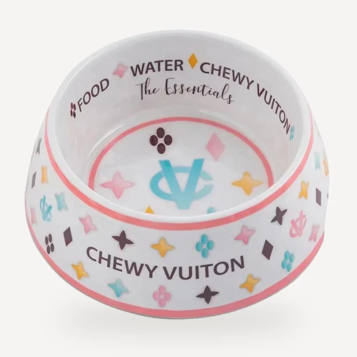 Monogram Ceramic dog bowl inspired by Louis Vuitton