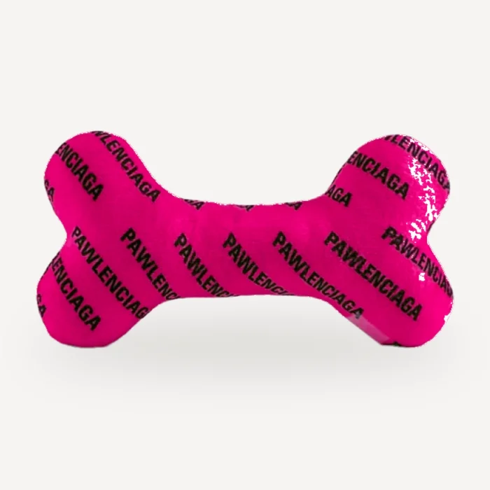 Logo Plush Bone dog toy inspired by Balenciaga
