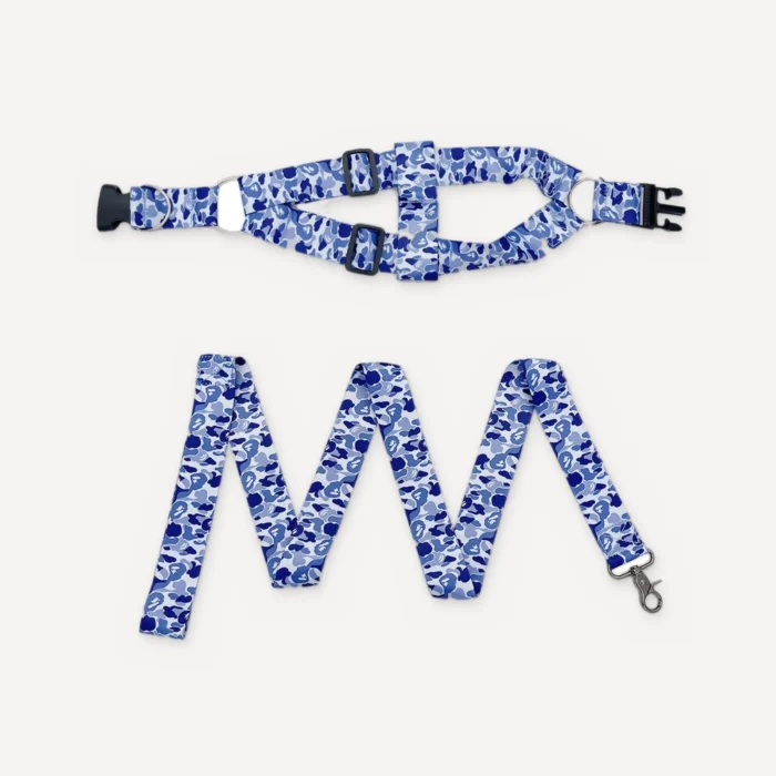 Blue Camo Walking dog set inspired by BAPE