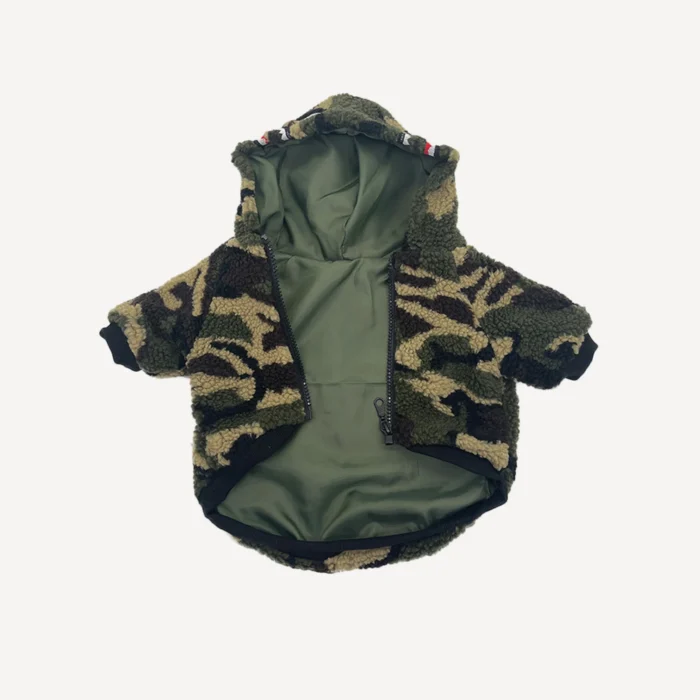 Camo Shark dog hoodie inspired by BAPE view 4