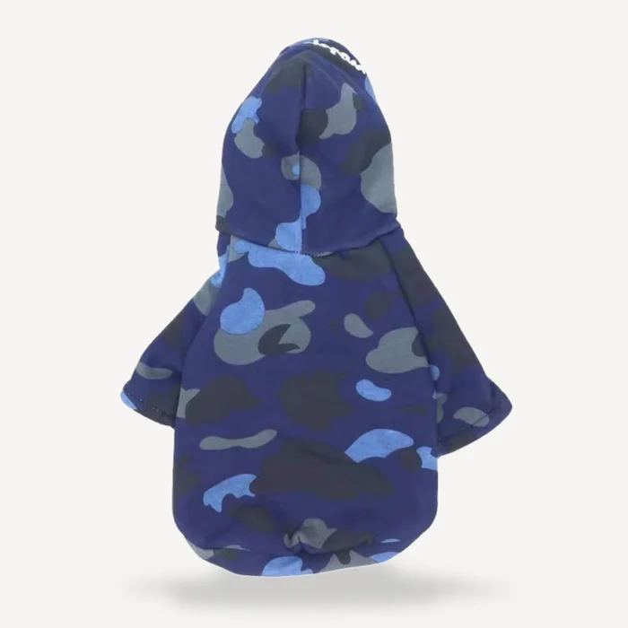 Blue Camo Print dog hoodie view 3