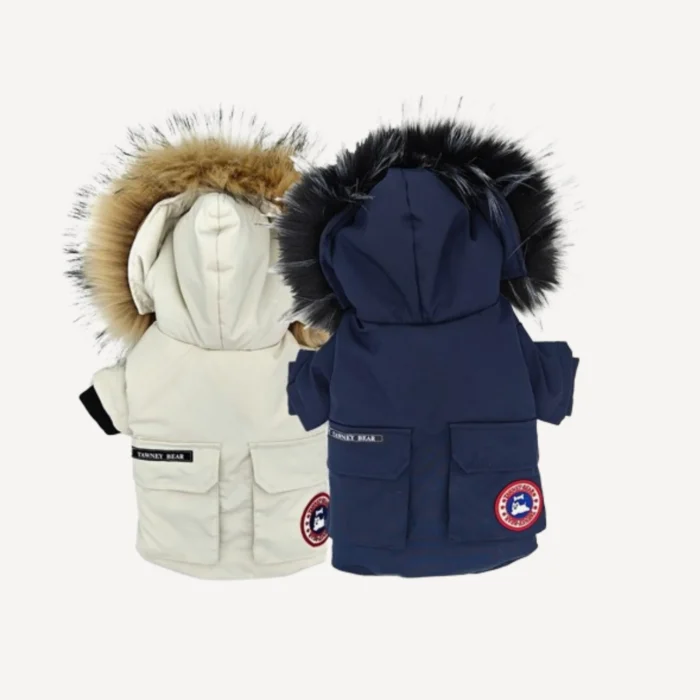Hooded dog puffer inspired by Canada Goose view 3