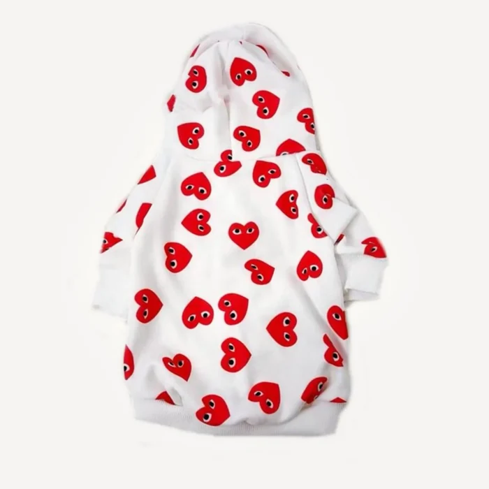 Heart Print dog hoodie inspired by Comme des Garcons view 5