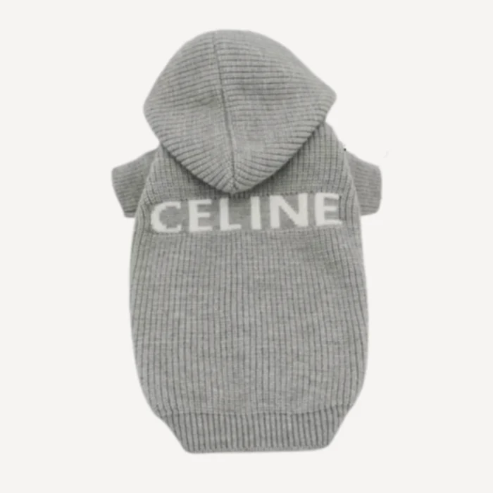 Wool dog hoodie inspired by Celine view 2