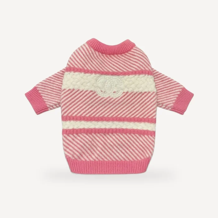 Logo Stripe dog sweater inspired by Chanel view 9
