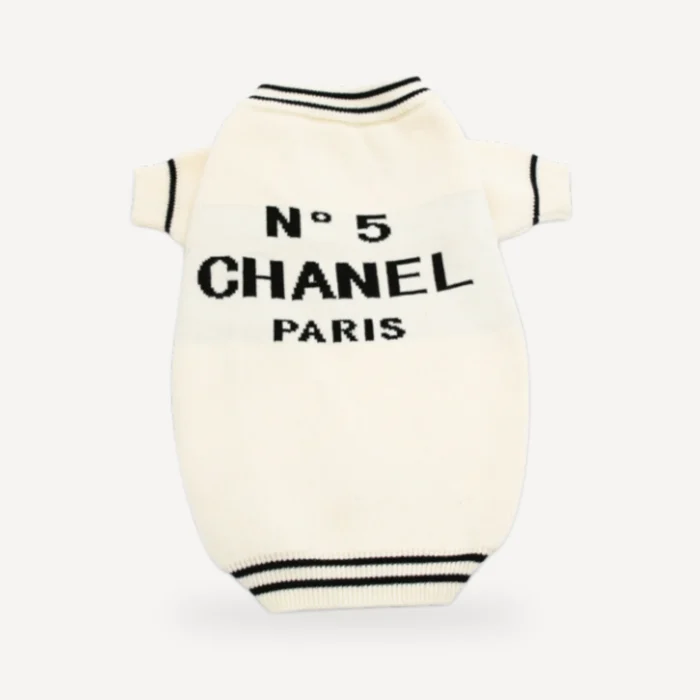 No. 5 Knit dog sweater inspired by Chanel view 5