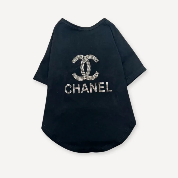 Rhinestone Logo dog tee inspired by Chanel view 5