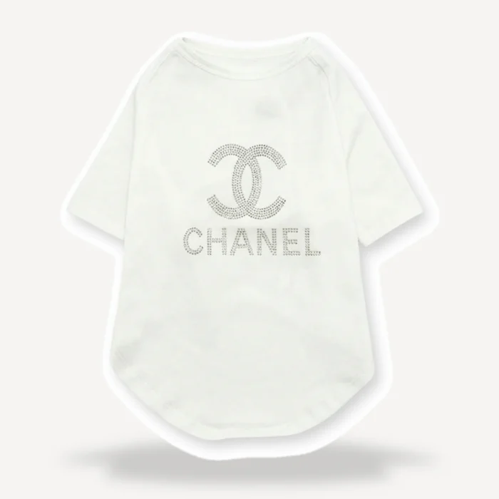 Rhinestone Logo dog tee inspired by Chanel view 7