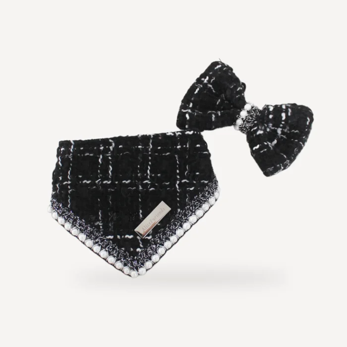 Tweed Bandana & Bow dog set inspired by Chanel view 7