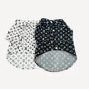 Black and white monogram dog polo shirts Louis Vuitton inspired with button closure
