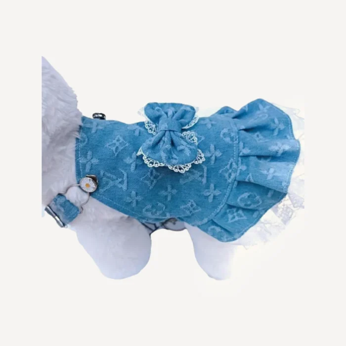 Denim dog dress inspired by Louis Vuitton view 2