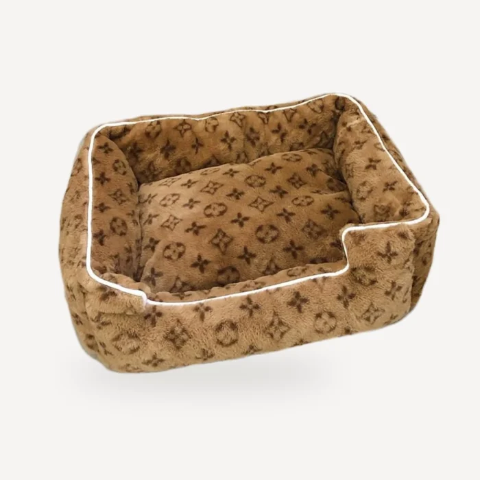 Faux Fur dog bed inspired by Louis Vuitton view 2