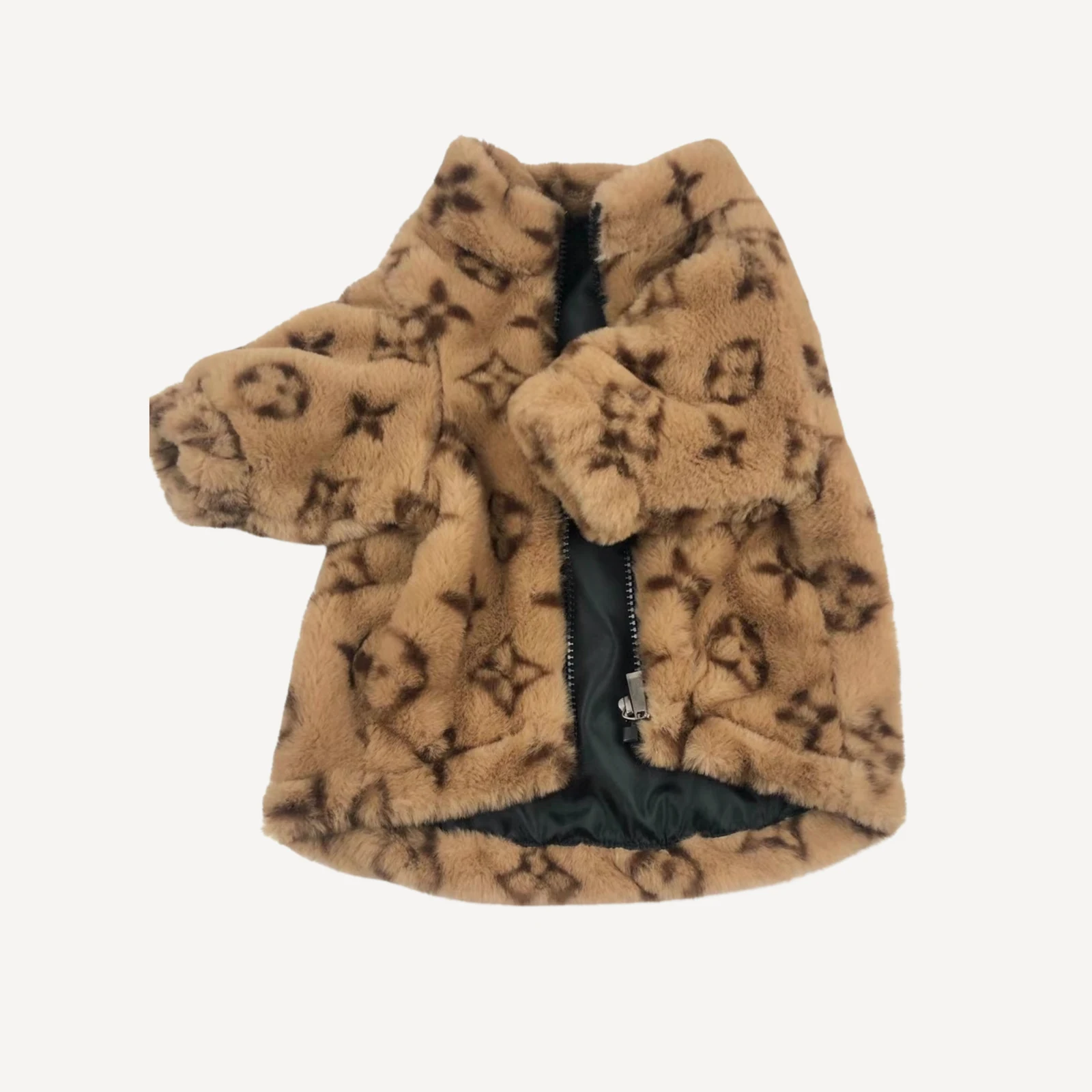Faux Fur Bomber dog apparel inspired by Louis Vuitton view 7