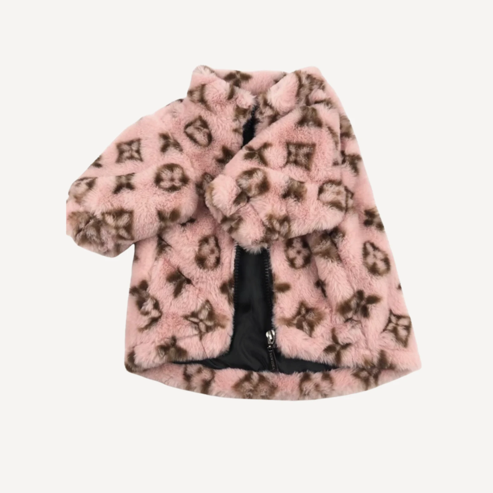 Faux Fur Bomber dog apparel inspired by Louis Vuitton view 8