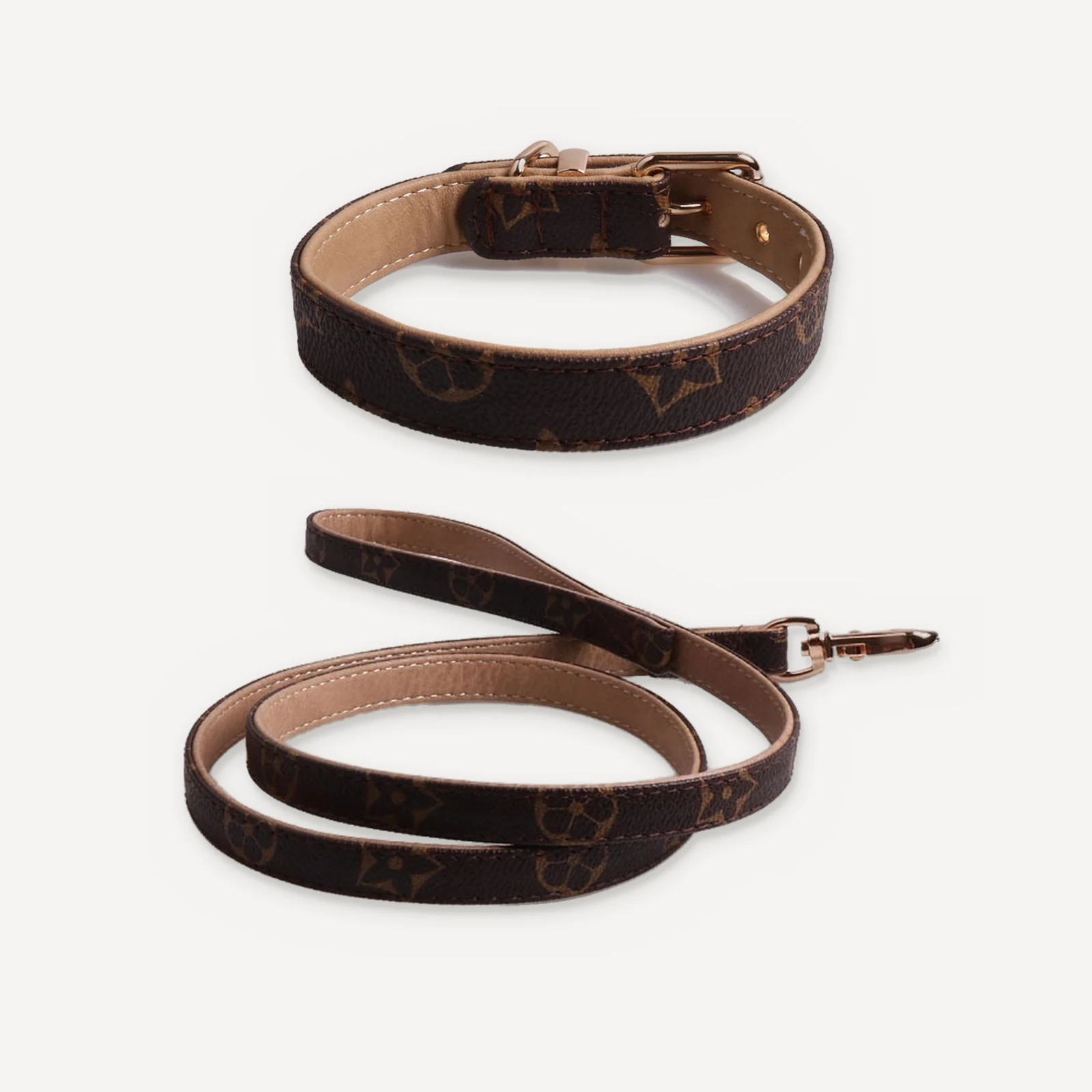 Signature Monogram Collar & Leash dog set inspired by Louis Vuitton view 5