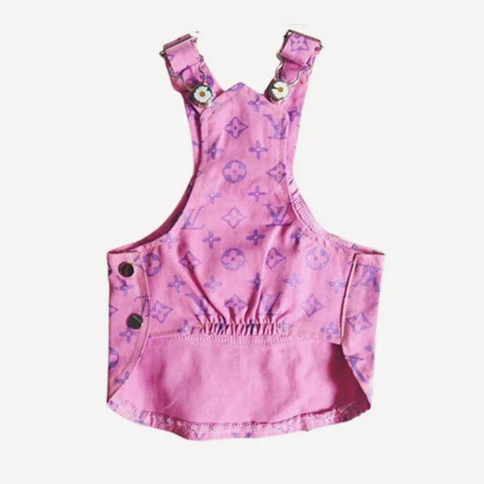 Monogram dog overalls inspired by Louis Vuitton view 3