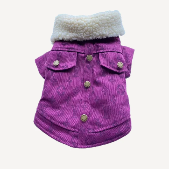 Monogram Sherpa dog jacket inspired by Louis Vuitton view 3