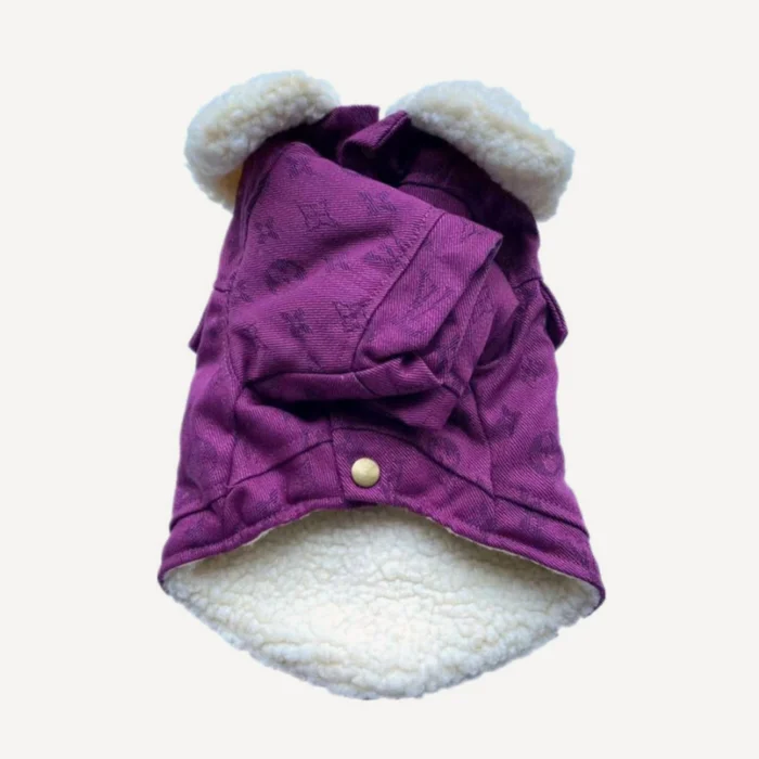 Monogram Sherpa dog jacket inspired by Louis Vuitton view 4