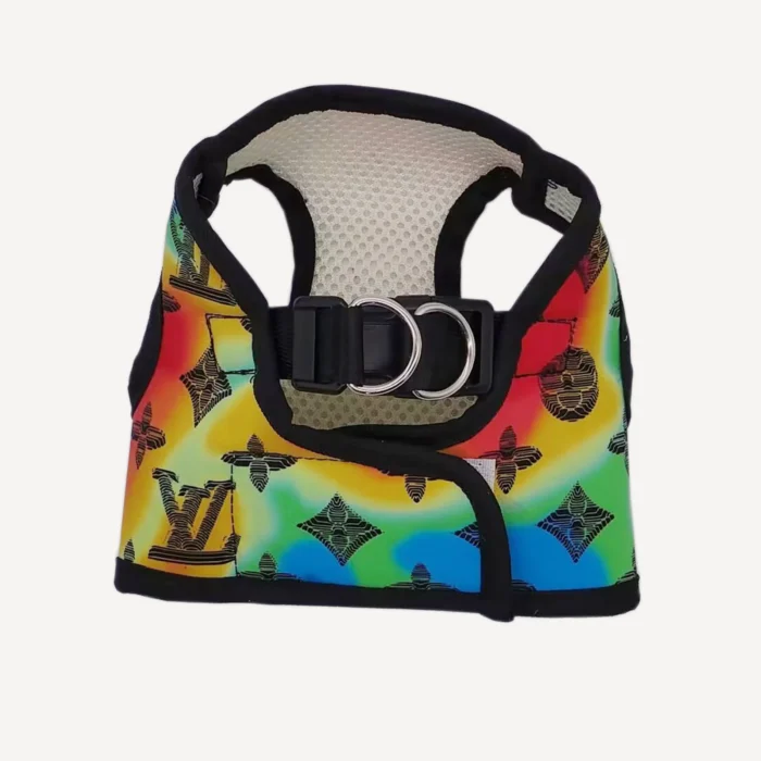 Multicolor Monogram dog harness inspired by Louis Vuitton