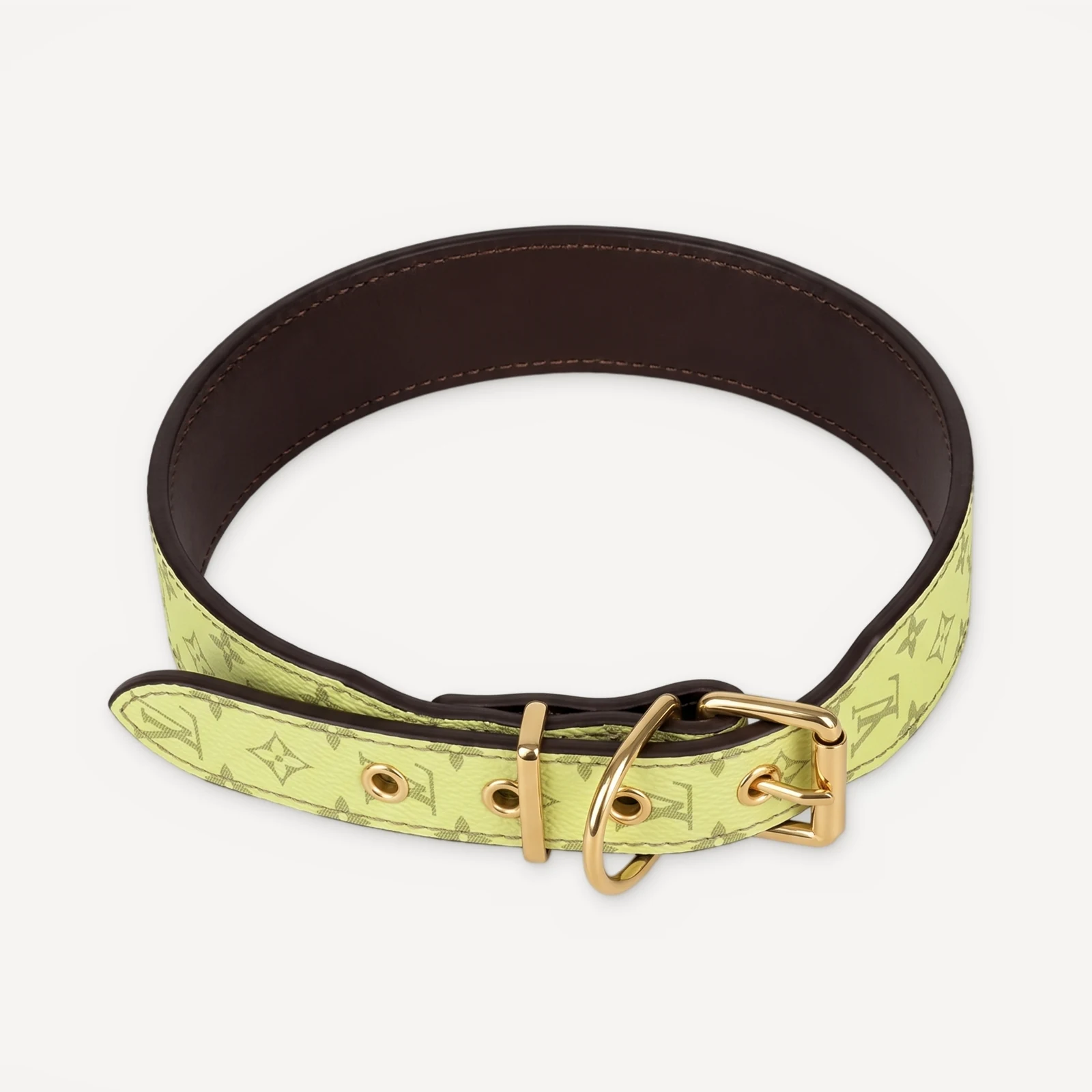 Yellow Supreme x Louis Vuitton inspired leather dog collar, Chewy V × Pupreme Gold Chain Leather Walking Set