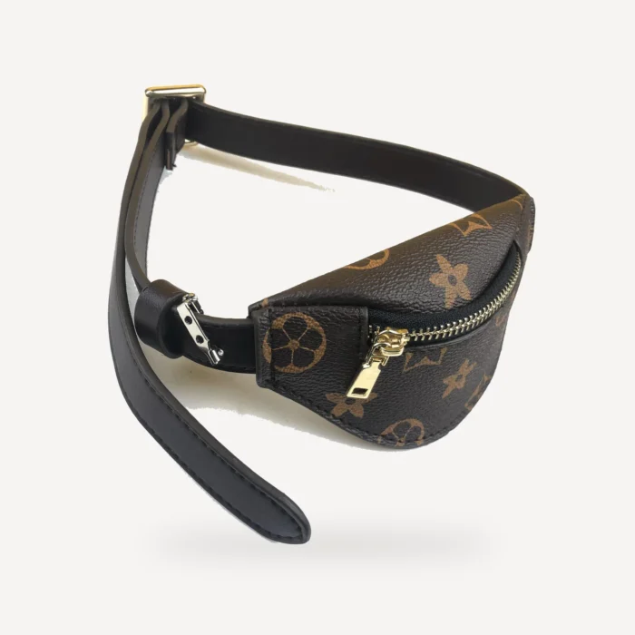 Brown monogram leather dog bum bag