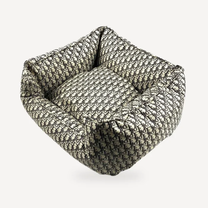 Monogram dog bed inspired by Dior view 2