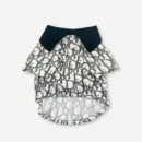 White dog polo shirt with navy Dior oblique monogram print and structured collar