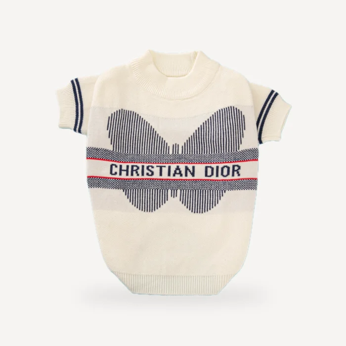 Papillon dog sweater inspired by Dior view 4
