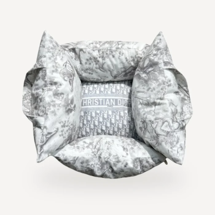 Plush Travel dog bed inspired by Dior view 2