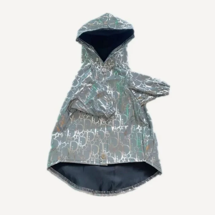 Reflective dog windbreaker inspired by Dior