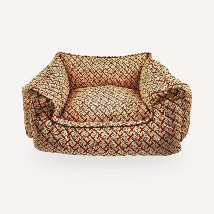 Monogram dog bed inspired by Burberry view 3