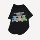 Black cotton dog tee with colorful Burberry-inspired bear print design