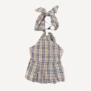 Plaid Halter dog romper inspired by Burberry view 3