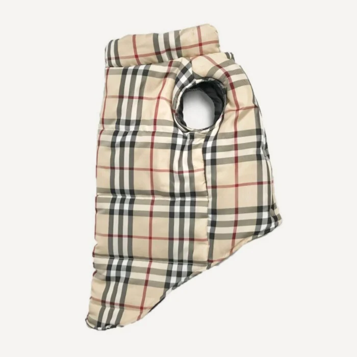 Plaid Puffer dog vest inspired by Burberry view 2